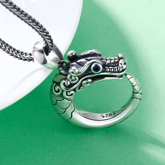 Colgante Dragón Tailandés Plata - Estilo Étnico Retro para Hombre - Image 12
