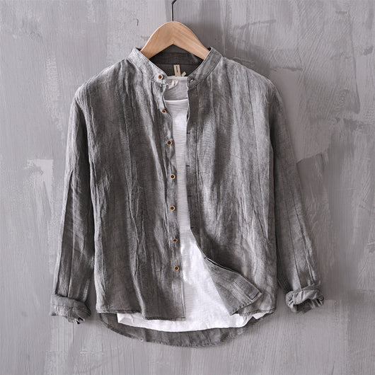 Cardigan de Lino para Hombre con Cuello Mao de Manga Larga - Image 9