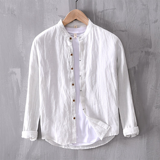 Cardigan de Lino para Hombre con Cuello Mao de Manga Larga - Image 11