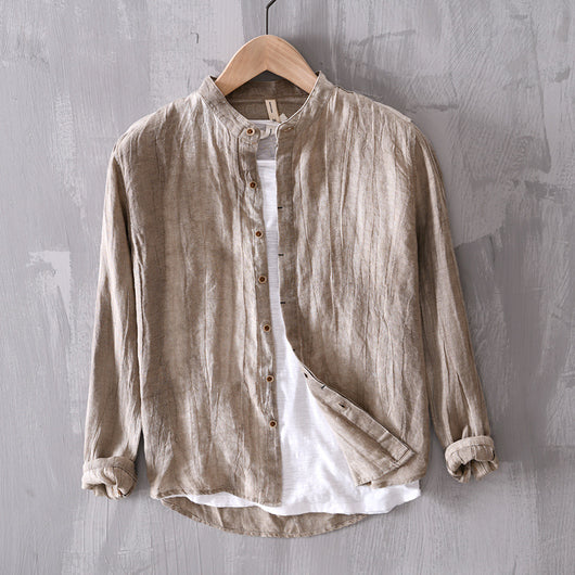 Cardigan de Lino para Hombre con Cuello Mao de Manga Larga - Image 12