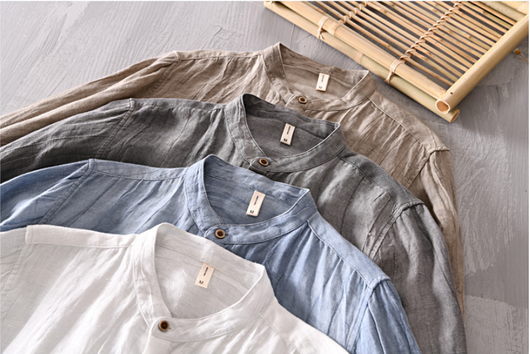 Cardigan de Lino para Hombre con Cuello Mao de Manga Larga - Image 13