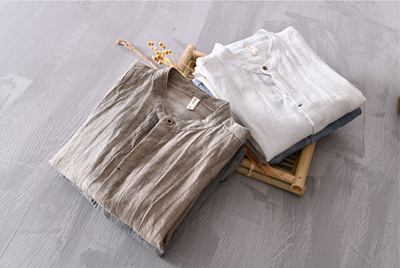 Cardigan de Lino para Hombre con Cuello Mao de Manga Larga - Image 15