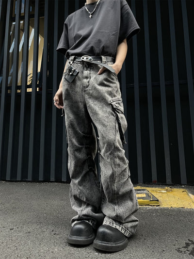 Pantalones de Trabajo Plisados Cintura Alta Pierna Ancha con Bolsillos - Image 14