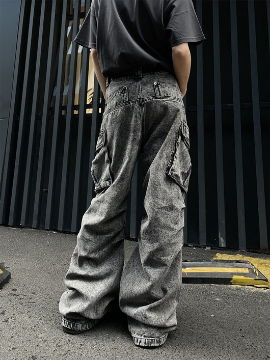 Pantalones de Trabajo Plisados Cintura Alta Pierna Ancha con Bolsillos - Image 16