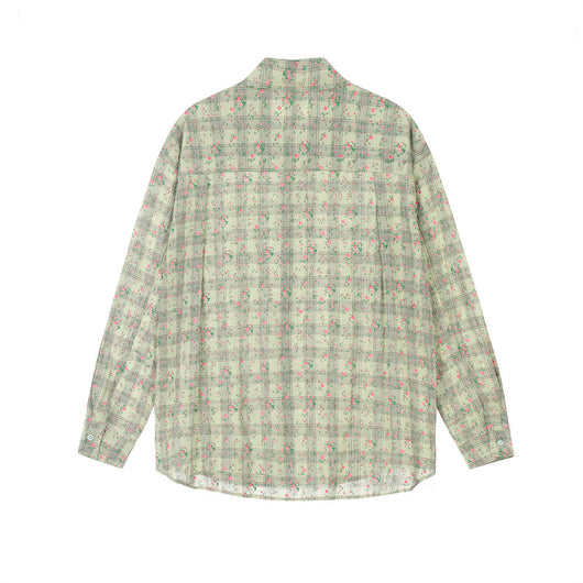 Camisa Suelta Estampado Floral y Cuadros para Hombre - Image 25