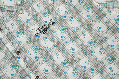 Camisa Suelta Estampado Floral y Cuadros para Hombre - Image 26