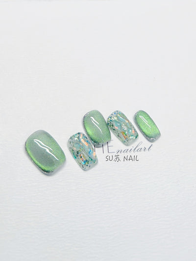 Uñas Postizas Decoradas con Cristales Blancos - Acabado Verano - Image 10