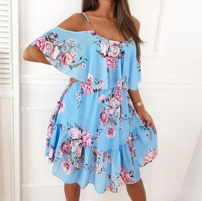 Vestido de Verano con Flores y Volantes - Diseño Hombros Descubiertos - Image 19