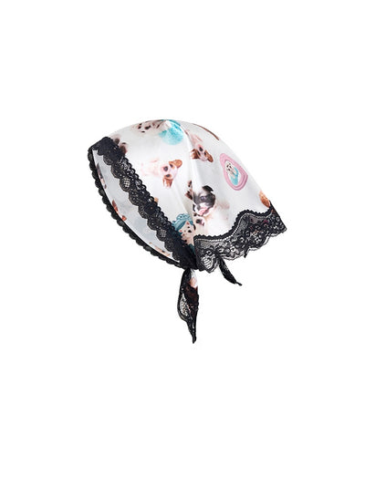 Pañoleta Triangular de Seda con Encaje y Costura Decorativa - Image 17
