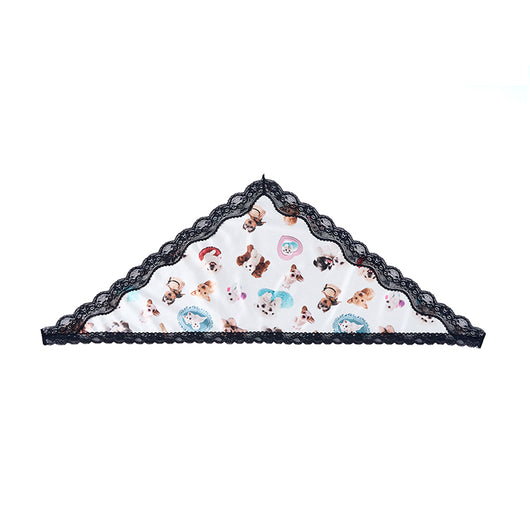 Pañoleta Triangular de Seda con Encaje y Costura Decorativa - Image 21