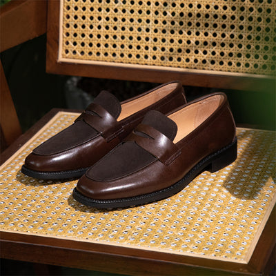 Zapatos Casuales de Cuero para Hombre con Punta Cuadrada y Bloques de Color - Image 9