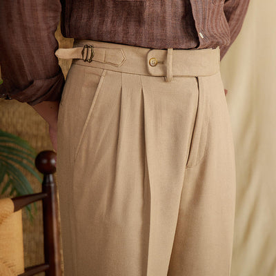Pantalón Lino Algodón Cintura Alta Recto Casual - Image 18