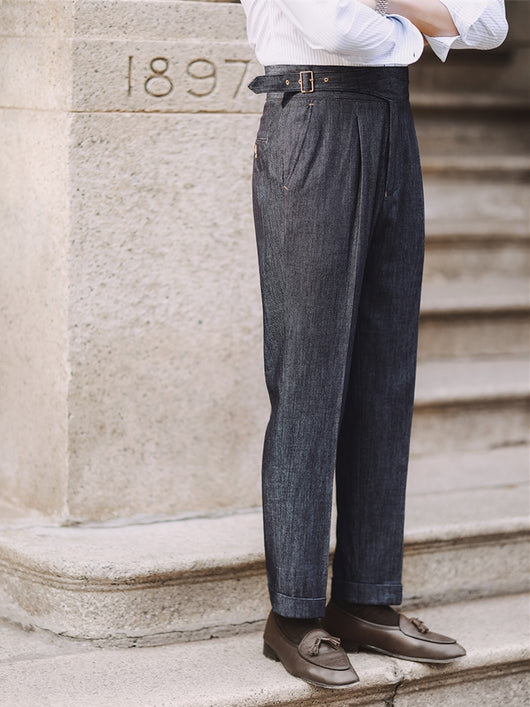 Pantalones Denim Casuales de Cintura Alta para Hombre - Image 7