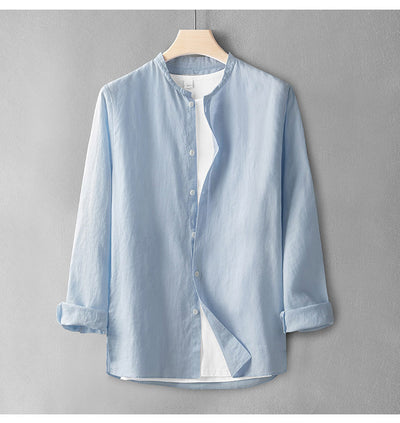 Camisa de Lino Casual Holgada para Hombre - Manga Larga Estilo Retro - Image 14