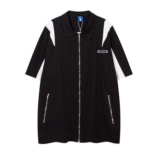 Camisa Manga Corta con Diseño Patchwork de Contraste para Hombre - Image 23