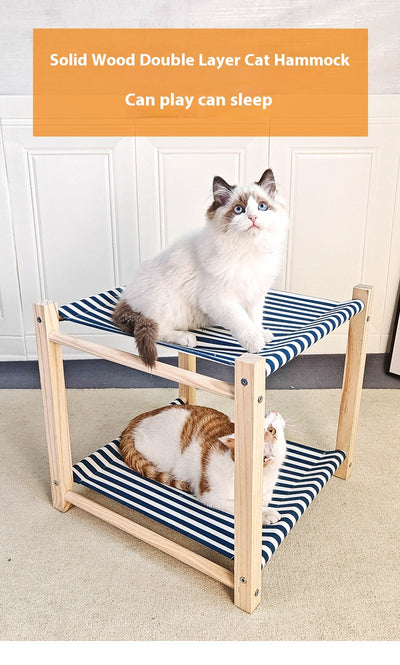 Cama Hamaca Doble para Gatos - Estructura de Madera Maciza con Niveles Separables - Image 22