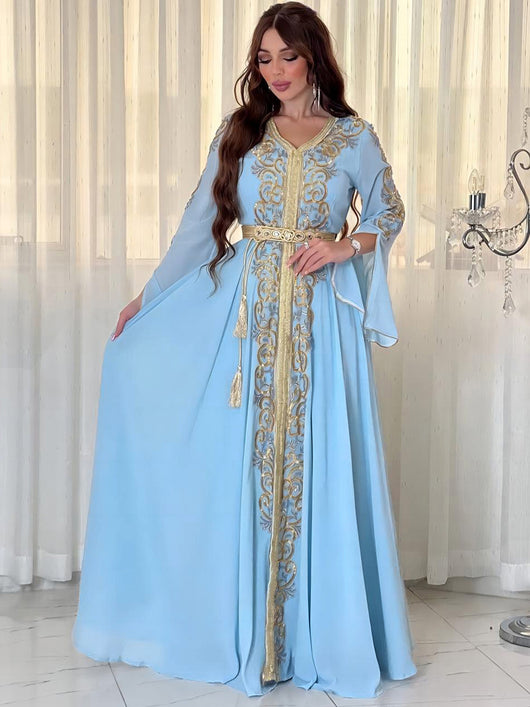 Vestido Árabe Dubái con Bordado y Apliques de Lujo - Image 32