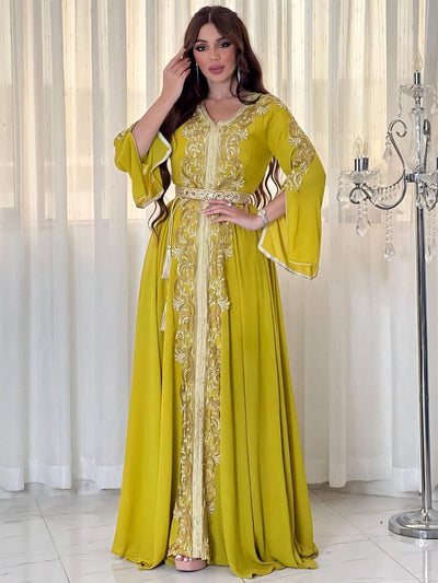 Vestido Árabe Dubái con Bordado y Apliques de Lujo - Image 36