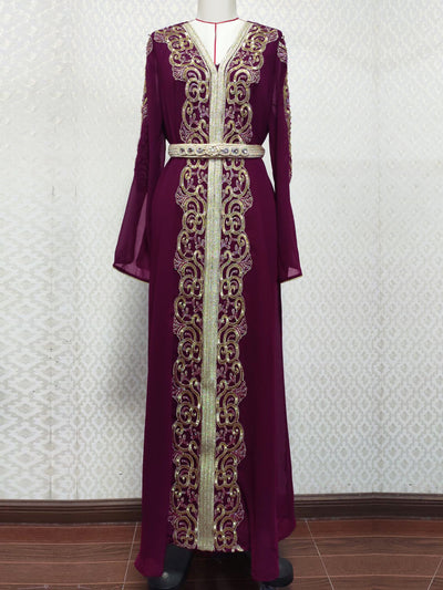 Vestido Árabe Dubái con Bordado y Apliques de Lujo - Image 37