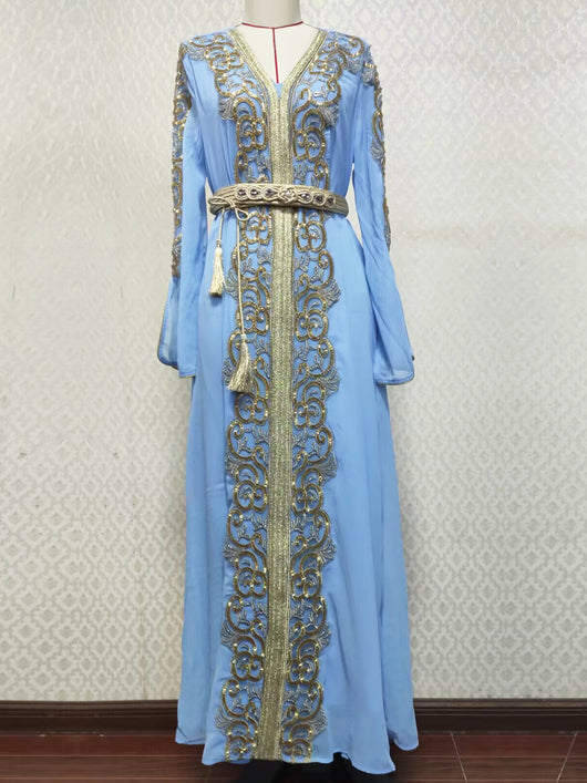 Vestido Árabe Dubái con Bordado y Apliques de Lujo - Image 49