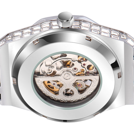 Reloj Mecánico Hip Hop Cuadrado Diamante Luminoso Hueco - Image 12