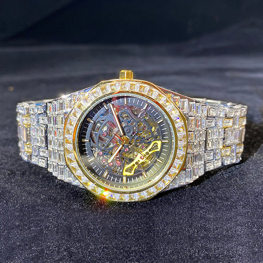 Reloj Mecánico Hip Hop Cuadrado Diamante Luminoso Hueco - Image 17