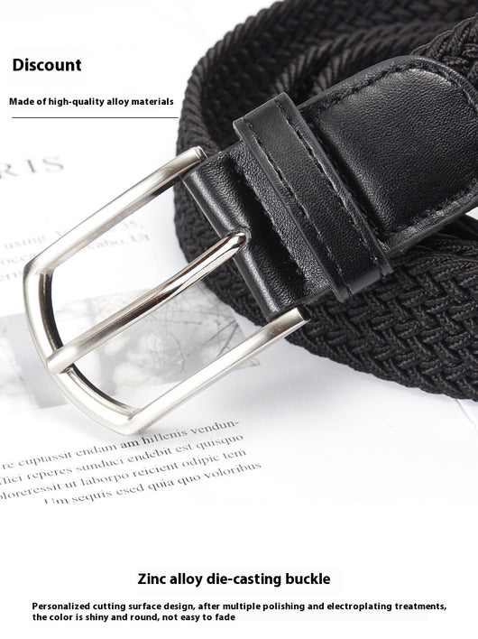 Cinturón de Cuero Tejido Elástico para Hombre - Image 23