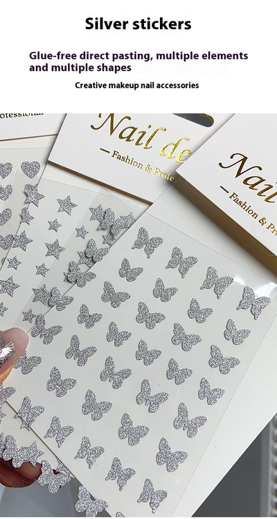 Decoraciones de Uñas Mariposa y Estrella Plateada - Adhesivo Reutilizable - Image 10