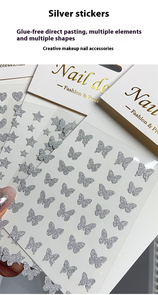 Decoraciones de Uñas Mariposa y Estrella Plateada - Adhesivo Reutilizable - Image 10