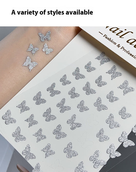 Decoraciones de Uñas Mariposa y Estrella Plateada - Adhesivo Reutilizable - Image 11