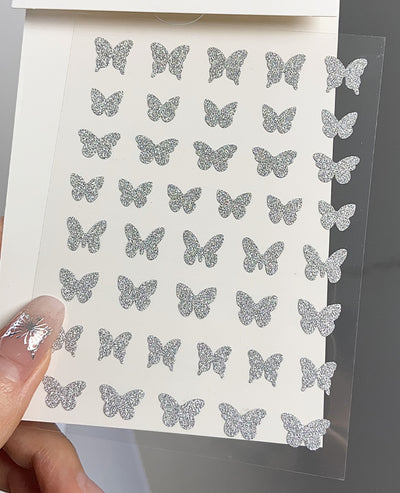 Decoraciones de Uñas Mariposa y Estrella Plateada - Adhesivo Reutilizable - Image 12