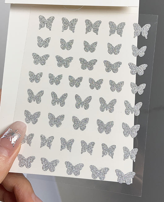 Decoraciones de Uñas Mariposa y Estrella Plateada - Adhesivo Reutilizable - Image 12