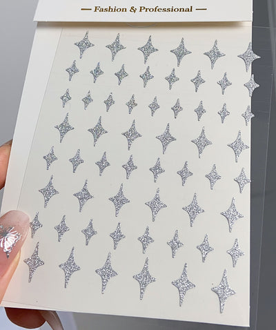 Decoraciones de Uñas Mariposa y Estrella Plateada - Adhesivo Reutilizable - Image 16