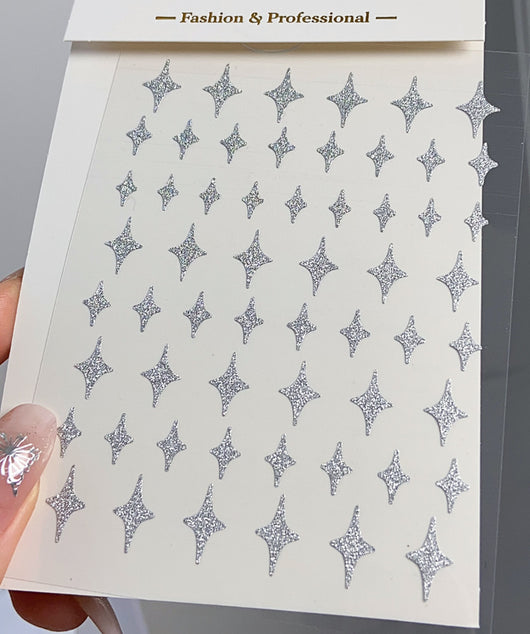 Decoraciones de Uñas Mariposa y Estrella Plateada - Adhesivo Reutilizable - Image 16