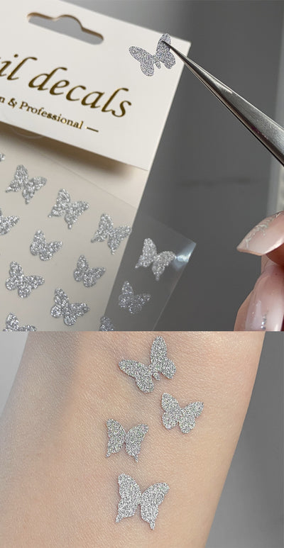 Decoraciones de Uñas Mariposa y Estrella Plateada - Adhesivo Reutilizable - Image 17