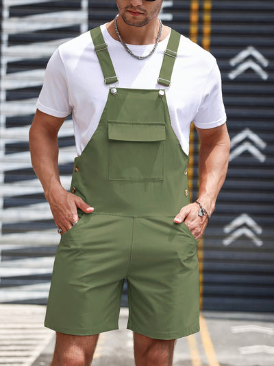 Pantalones Casual con Tirantes de Colores Sólidos para Hombre - Image 19