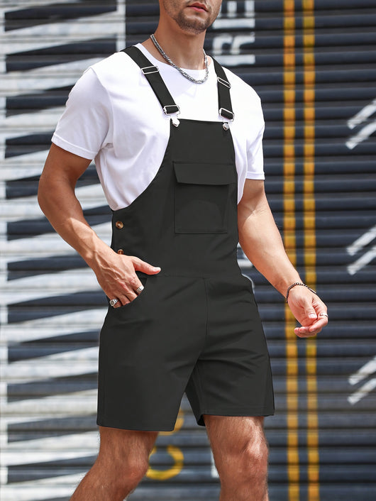 Pantalones Casual con Tirantes de Colores Sólidos para Hombre - Image 23