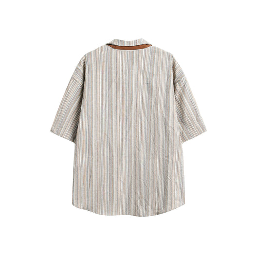 Camisa Casual Retro de Rayas Verticales Estilo Japonés para Hombre - Image 13