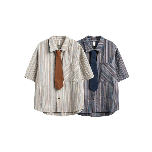 Camisa Casual Retro de Rayas Verticales Estilo Japonés para Hombre - Image 15
