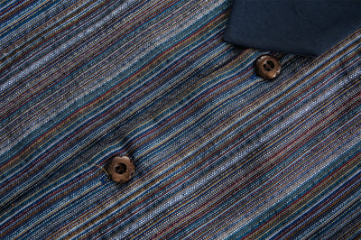 Camisa Casual Retro de Rayas Verticales Estilo Japonés para Hombre - Image 17