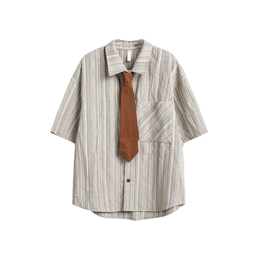 Camisa Casual Retro de Rayas Verticales Estilo Japonés para Hombre - Image 18