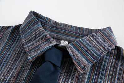 Camisa Casual Retro de Rayas Verticales Estilo Japonés para Hombre - Image 24