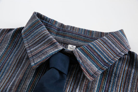Camisa Casual Retro de Rayas Verticales Estilo Japonés para Hombre - Image 24