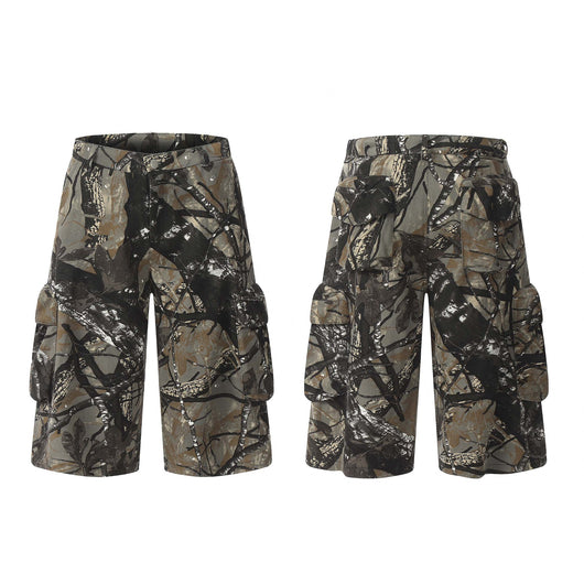 Shorts de Mezclilla Camuflado Estilo Americano con Múltiples Bolsillos - Image 21