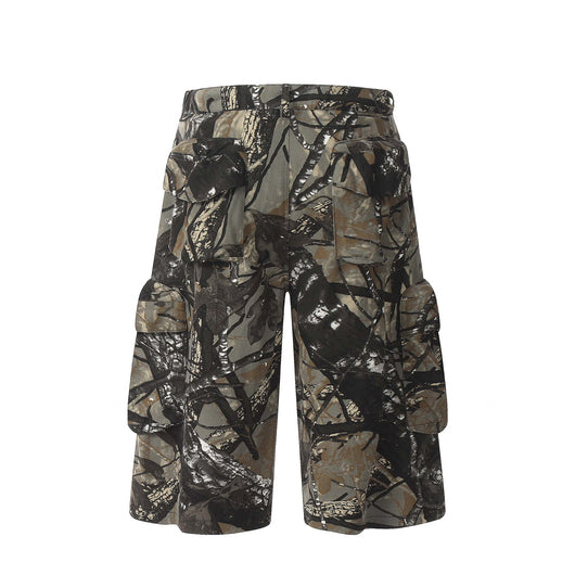 Shorts de Mezclilla Camuflado Estilo Americano con Múltiples Bolsillos - Image 23