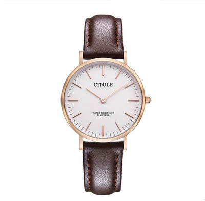 Reloj de Pareja con Esfera Grande y Correa de Cuero
