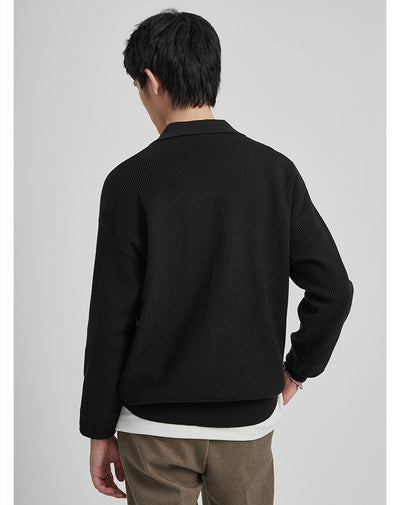 Suéter con Solapa Hombre Otoño Antibolitas Cuello V Manga Larga - Image 9