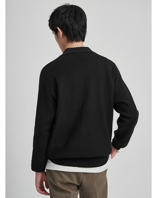 Suéter con Solapa Hombre Otoño Antibolitas Cuello V Manga Larga - Image 9