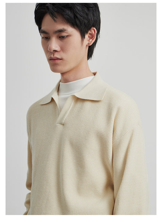 Suéter con Solapa Hombre Otoño Antibolitas Cuello V Manga Larga - Image 10