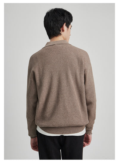 Suéter con Solapa Hombre Otoño Antibolitas Cuello V Manga Larga - Image 11